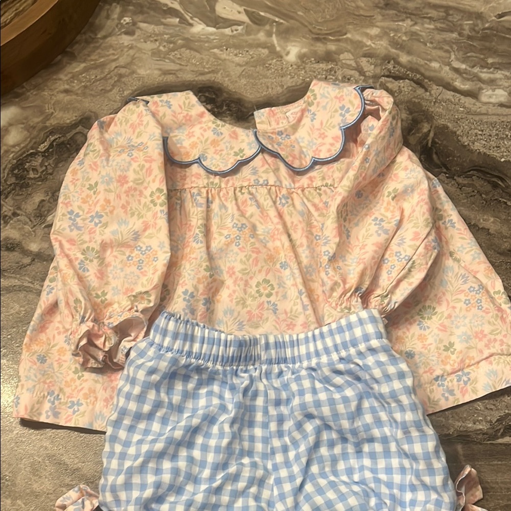Floral and Gingham Kids Matching Set